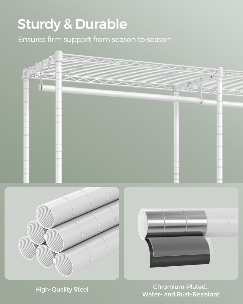 White Portable Wardrobe with Dividable Sections and Open Storage Design by Songmics