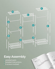 White Portable Wardrobe with Dividable Sections and Open Storage Design by Songmics