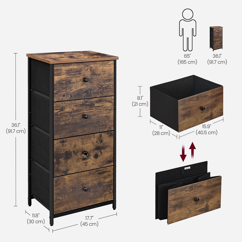 4 Drawer Fabric Storage Unit with Metal Frame for Bedroom or Office by Songmics