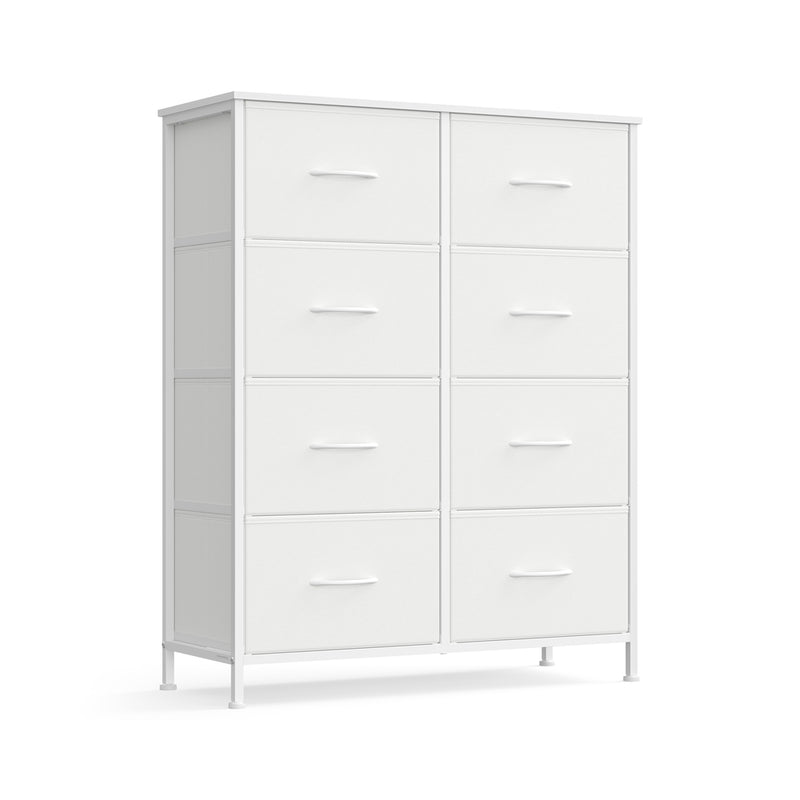 Chest of Drawers 8 Fabric Drawers Storage Unit Cloud White and Snow White