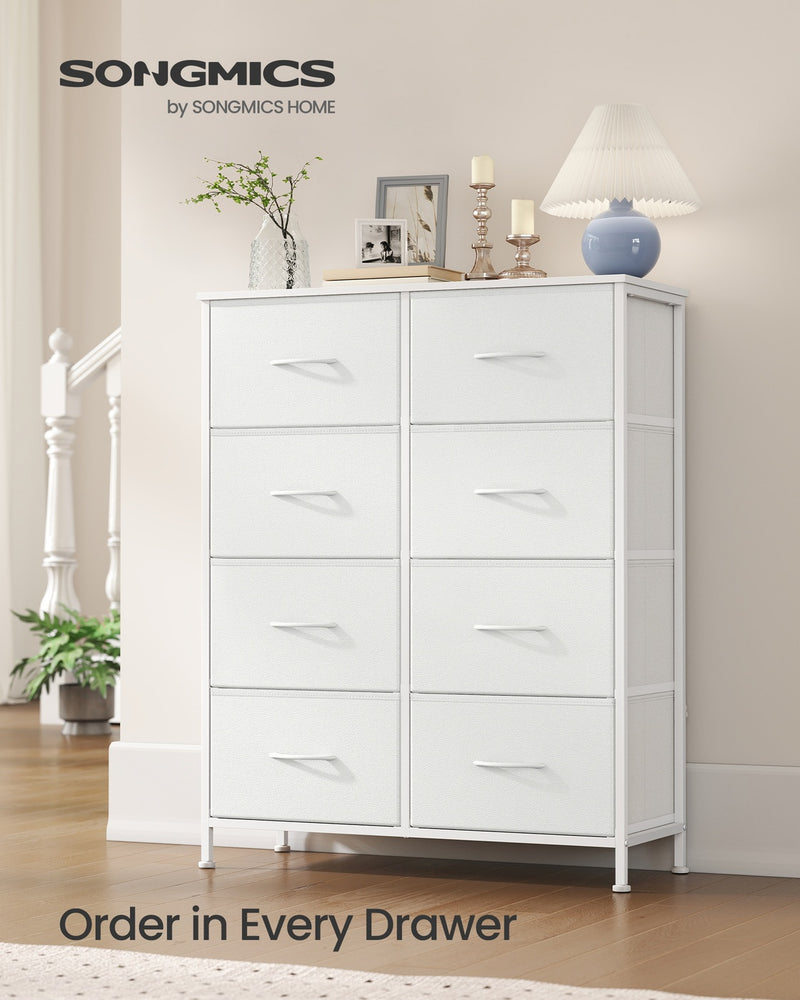 Chest of Drawers 8 Fabric Drawers Storage Unit Cloud White and Snow White