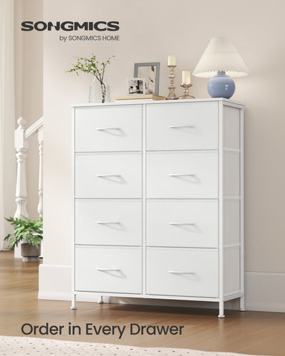 Chest of Drawers 8 Fabric Drawers Storage Unit Cloud White and Snow White SONGMICS