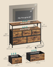 5 Drawer Chest of Drawers with Charging Station and LED Lights 98.7cm by SONGMICS Songmics
