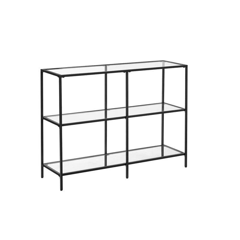 Black Hallway Console Table with 3 Open Shelves for Entryway Storage by Vasagle