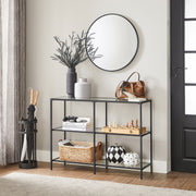 Black Hallway Console Table with 3 Open Shelves for Entryway Storage by Vasagle