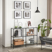 Black Hallway Console Table with 3 Open Shelves for Entryway Storage by Vasagle