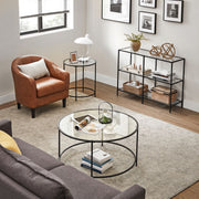 Black Hallway Console Table with 3 Open Shelves for Entryway Storage by Vasagle