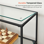 Black Hallway Console Table with 3 Open Shelves for Entryway Storage by Vasagle