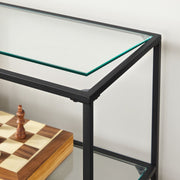 Black Hallway Console Table with 3 Open Shelves for Entryway Storage by Vasagle