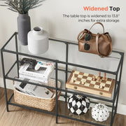 Black Hallway Console Table with 3 Open Shelves for Entryway Storage by Vasagle