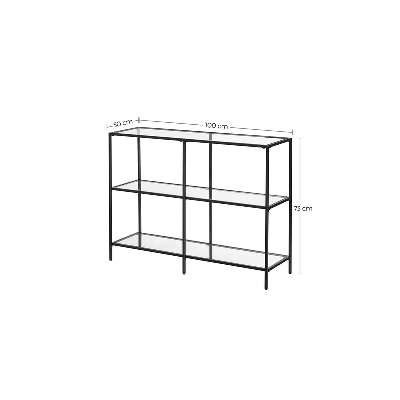 Black Hallway Console Table with 3 Open Shelves for Entryway Storage by Vasagle