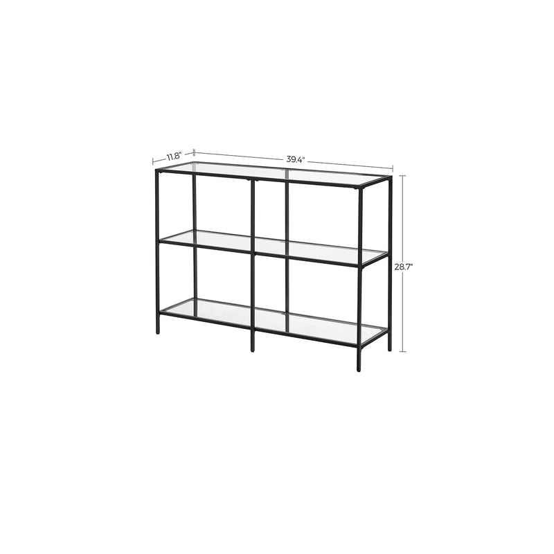 Black Hallway Console Table with 3 Open Shelves for Entryway Storage by Vasagle