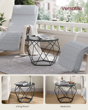 Set of 2 Round Nesting Coffee Tables Slate Grey and Black for Living Room by Vasagle