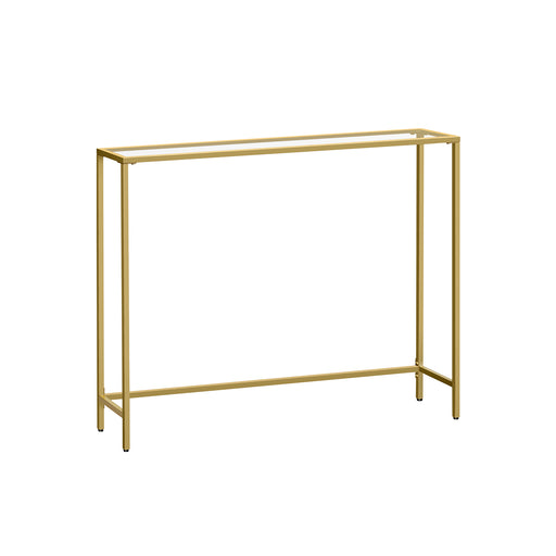 Pale Gold and Glass Console Table for Entryway or Living Room Modern Design by Vasagle