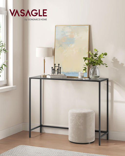 Black and Grey Console Table with Open Storage Shelf for Hallway or Living Room by Vasagle