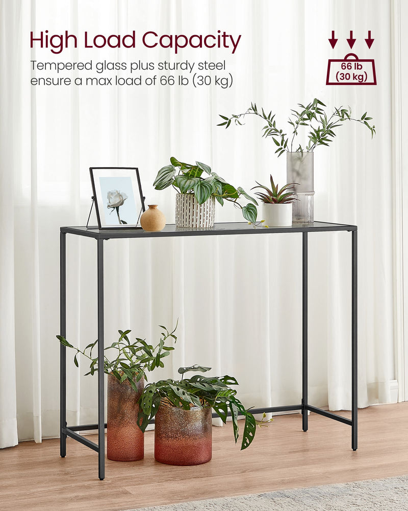 Black and Grey Console Table with Open Storage Shelf for Hallway or Living Room by Vasagle