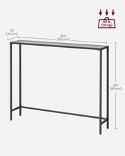 Black and Grey Console Table with Open Storage Shelf for Hallway or Living Room by Vasagle