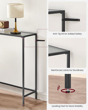 Black and Grey Console Table with Open Storage Shelf for Hallway or Living Room by Vasagle