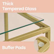 Gold 4 Tier Glass Bookcase with Steel Frame for Living Room or Study by Vasagle