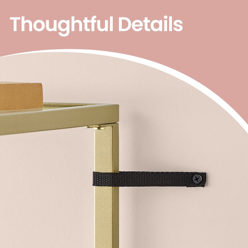 Gold 4 Tier Glass Bookcase with Steel Frame for Living Room or Study by Vasagle