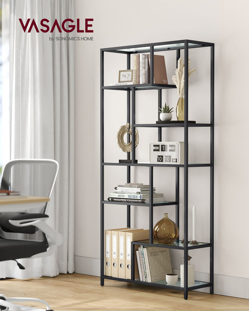 Tall 6 Tier Bookshelf with Open Shelves for Living Room or Office Storage by Vasagle