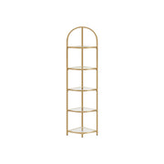 Golden 5 Tier Corner Shelf Unit for Living Room or Bedroom Display Storage by Vasagle