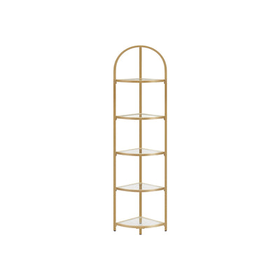 Golden 5 Tier Corner Shelf Unit for Living Room or Bedroom Display Storage by Vasagle