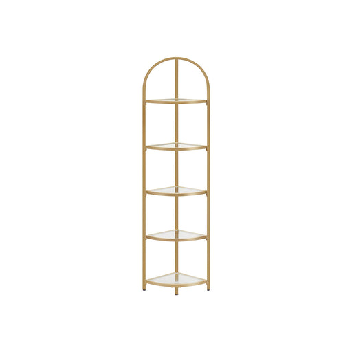 Golden 5 Tier Corner Shelf Unit for Living Room or Bedroom Display Storage by Vasagle