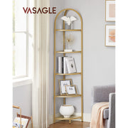 Golden 5 Tier Corner Shelf Unit for Living Room or Bedroom Display Storage by Vasagle