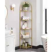 Golden 5 Tier Corner Shelf Unit for Living Room or Bedroom Display Storage by Vasagle