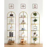 Golden 5 Tier Corner Shelf Unit for Living Room or Bedroom Display Storage by Vasagle