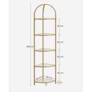 Golden 5 Tier Corner Shelf Unit for Living Room or Bedroom Display Storage by Vasagle