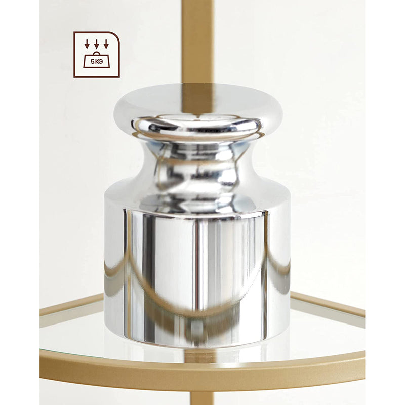 Golden 5 Tier Corner Shelf Unit for Living Room or Bedroom Display Storage by Vasagle