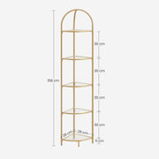 Golden 5 Tier Corner Shelf Unit for Living Room or Bedroom Display Storage by Vasagle