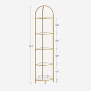 Golden 5 Tier Corner Shelf Unit for Living Room or Bedroom Display Storage by Vasagle