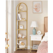 Golden 5 Tier Corner Shelf Unit for Living Room or Bedroom Display Storage by Vasagle