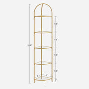 Golden 5 Tier Corner Shelf Unit for Living Room or Bedroom Display Storage by Vasagle