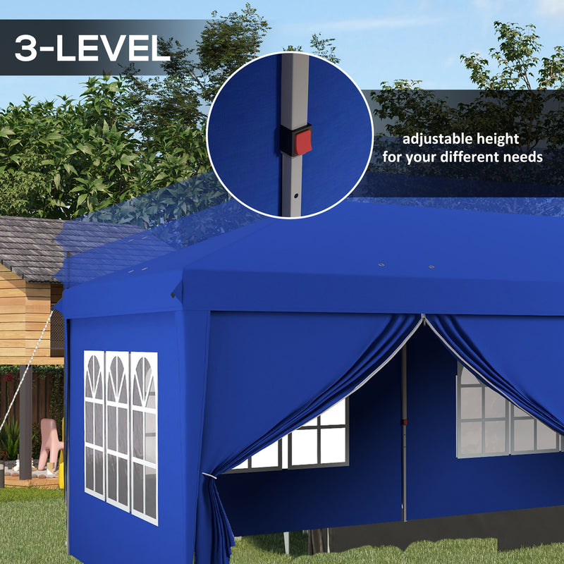 3 x 6m Pop Up Gazebo With Curtains and Windows Ideal for Outdoor Parties Blue Outsunny