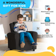 Black Kids Recliner Chair with Adjustable Backrest Footrest and PU Leather by Homcom