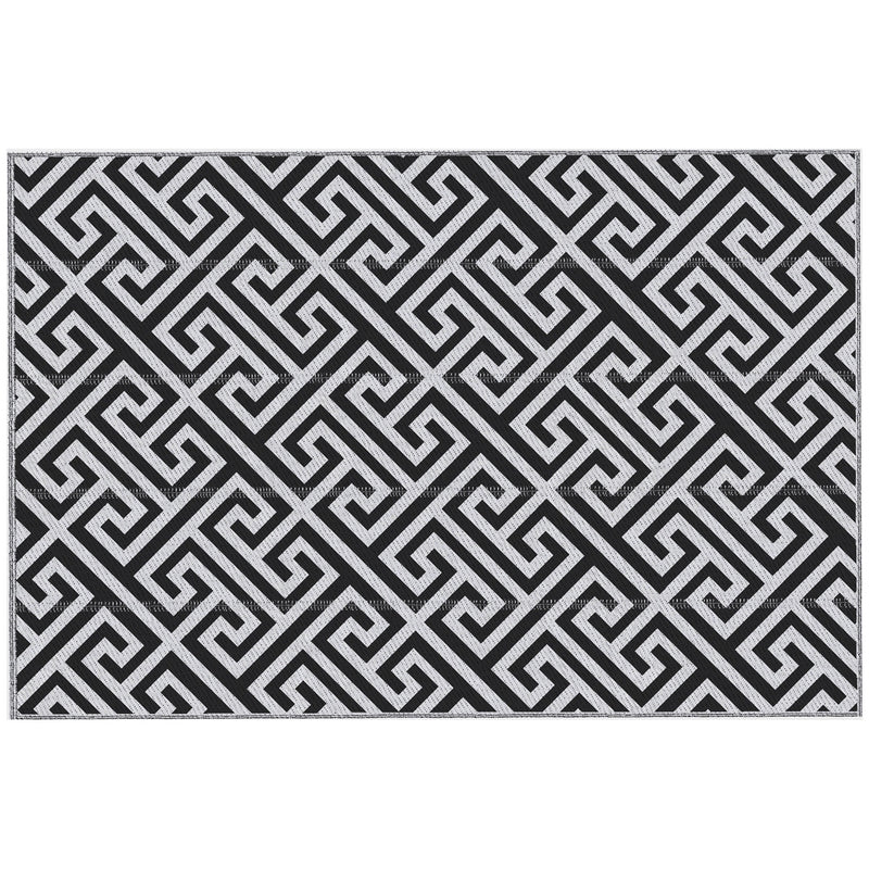 Large Reversible Outdoor Rug for Camping Garden or Picnic Lightweight Plastic Mat Black White  182L x 274W