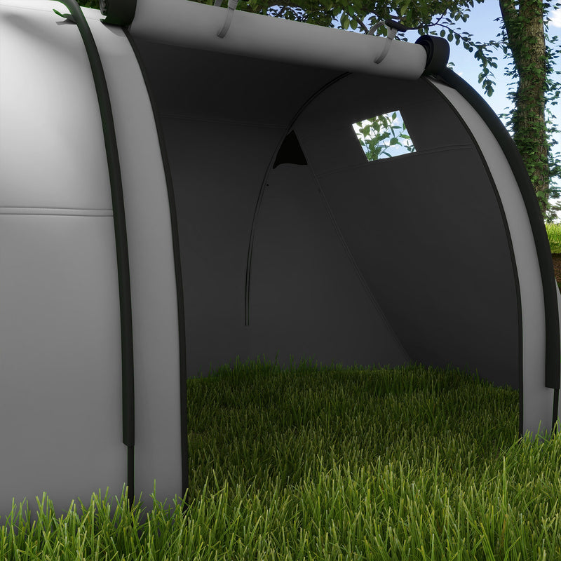 4 Person Tunnel Tent with Separate Bedroom and Living Area for Dry Camping Grey