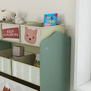 Kids Toy Storage Unit with 6 Fabric Bins Ideal for Bedrooms and Playrooms, Green
