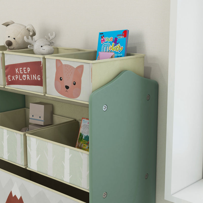 Kids Toy Storage Unit with 6 Fabric Bins Ideal for Bedrooms and Playrooms, Green