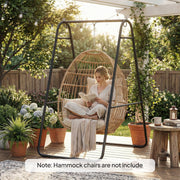 Hammock Chair Stand for Indoor or Outdoor Relaxation with Weather Resistant Steel Frame Black AOSOM