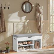 Storage Bench with Cushion and 3 Compartments for Entryway or Hallway Seating by Vasagle