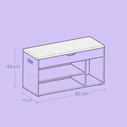 Storage Bench with Cushion and 3 Compartments for Entryway or Hallway Seating by Vasagle