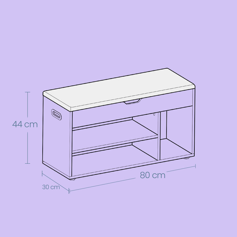 Storage Bench with Cushion and 3 Compartments for Entryway or Hallway Seating by Vasagle