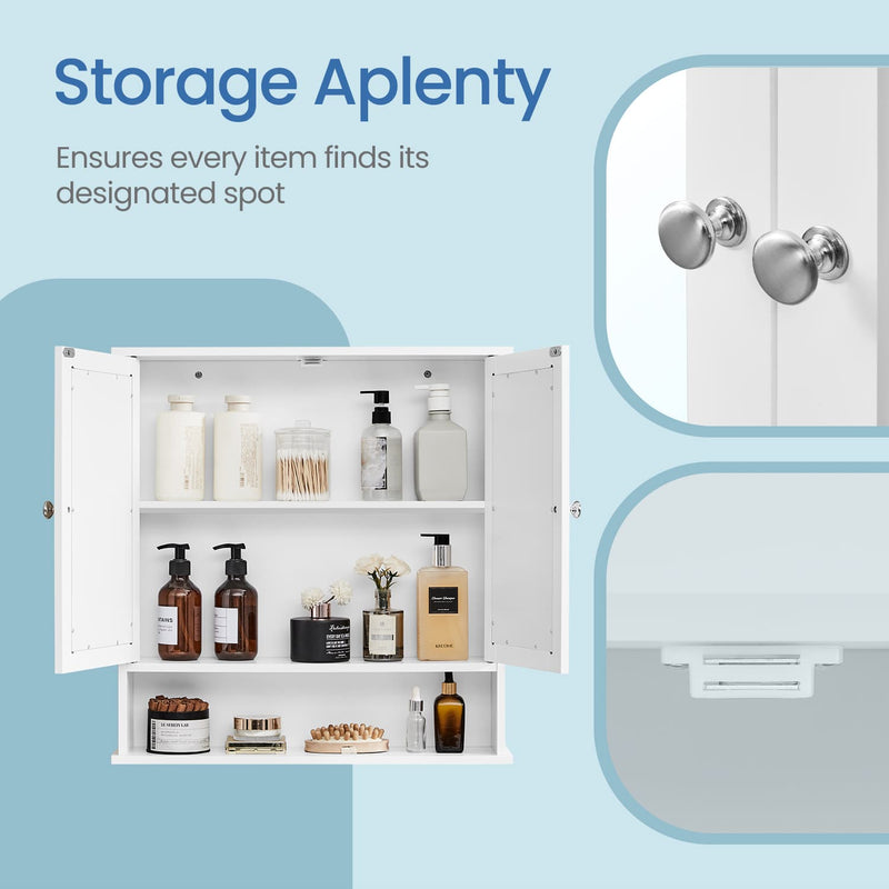 Wall Mounted Bathroom Cabinet with Mirror and Adjustable Shelf by Vasagle