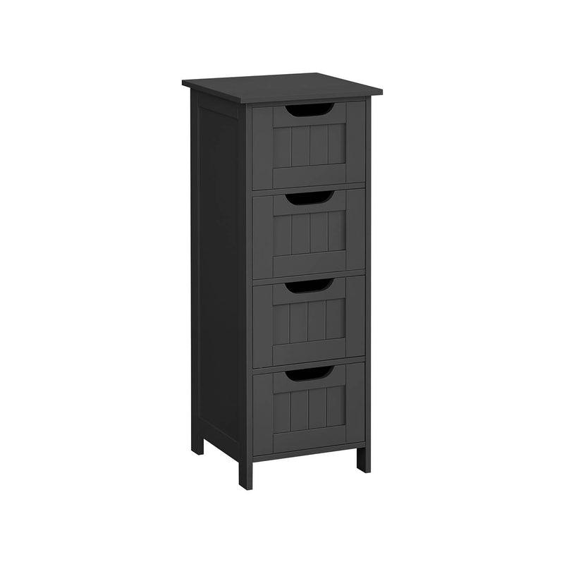 Black Bathroom Floor Cabinet with 4 Drawers for Small Space Storage 82 cm by Vasagle