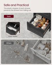 Black Bathroom Floor Cabinet with 4 Drawers for Small Space Storage 82 cm by Vasagle